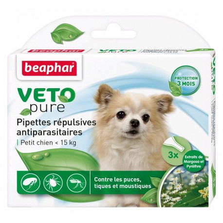 Pipettes répulsives antiparasitaires pour petit chien