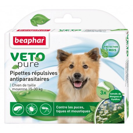 PATTES A STRASS - Pipettes répulsives antiparasitaires pour chien moyen