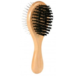 Brosse double face en bois pour chien