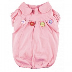 T-shirt rose pour chien avec fleurs cousues pour chien
