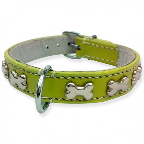 Collier pour chien en cuir vert anis