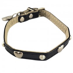Collier pour chien "COEUR DE PERLES" imitation cuir