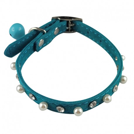 Collier pour chien "STRASS ET PERLES" en velours