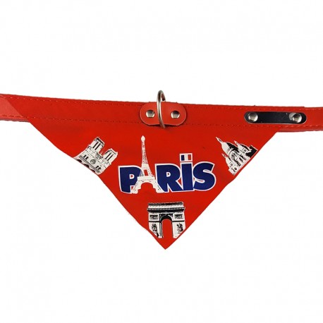 Collier bandana pour chien "Paris" avec plaque gravée personnalisable