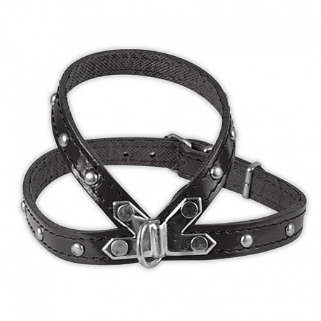 Harnais en cuir clouté pour chien – Solide et élégant avec rivets métalliques