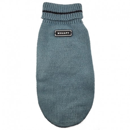 Pull à col roulé bleu chiné